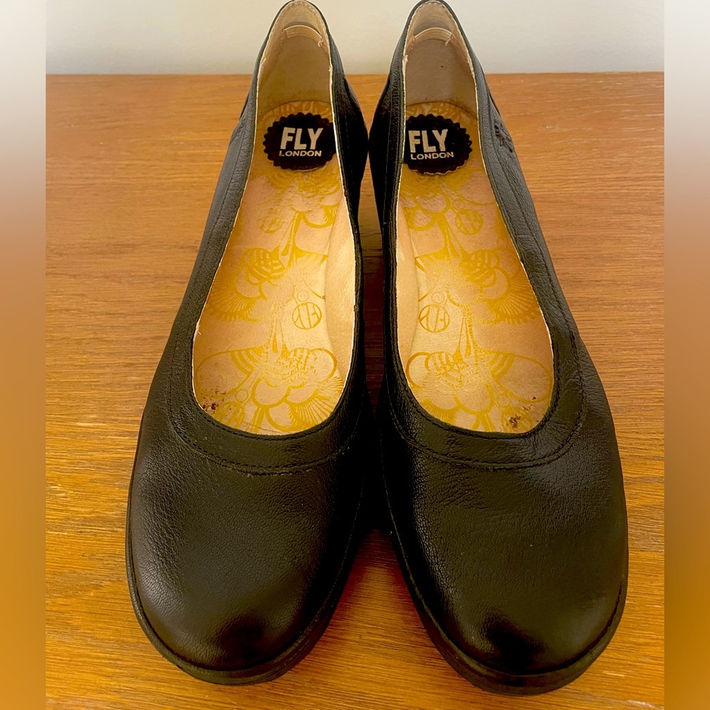 Fly London Black Wedges